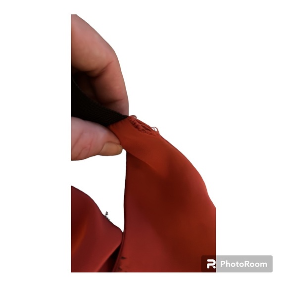 Short, Open Back, Halter Dress | Burnt Orange & Black | Size Small | Paula RC - Picture 5 of 6